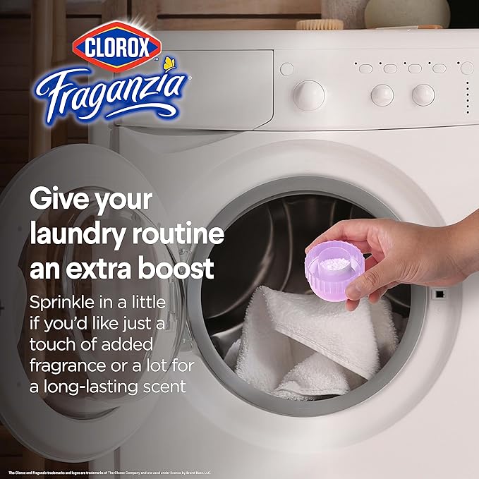 Clorox Fraganzia Laundry Scent Booster Crystals in Lavender with Eucalyptus Scent - Scented In-Wash Freshener Beads for Fresh, Clean, Great Smelling Clothes and Linens, 18 Oz - 2 Pack
