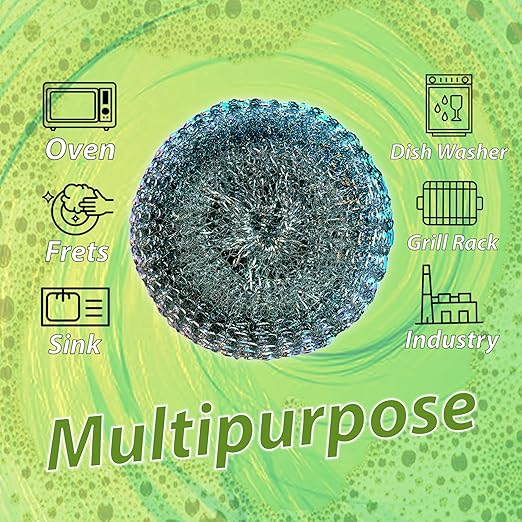 5 Pcs ESSPERTA Stainless Steel Wool Scrubber，5 Steel Scrubber Wool Pads for Cleaning Dishes, Metal Scrubber Pot Scrubbers Can Clean Iron Pots, Stoves, Barbecue Grills, Wash Sink