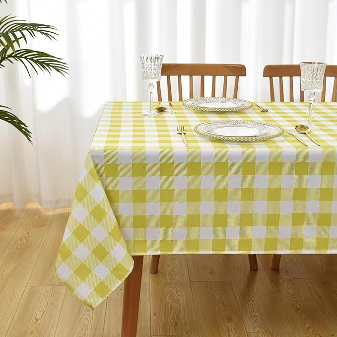 Waterproof Plaid Tablecloth Fabric - Square 58x58 Inch Classic Gingham Checker Table Cloth for Indoor/Outdoor Use - Buffalo Table Cover for Picnics, BBQs, and Parties