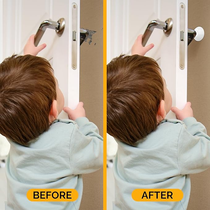 Ducki Door Stop Wall Protector | Self Adhesive Door Knob Wall Protectors from Door Knobs | Rubber Door Stoppers for Wall Damage & Noise | Durable, Shock Absorbent & Discreet | 2 Pack White Door Stops