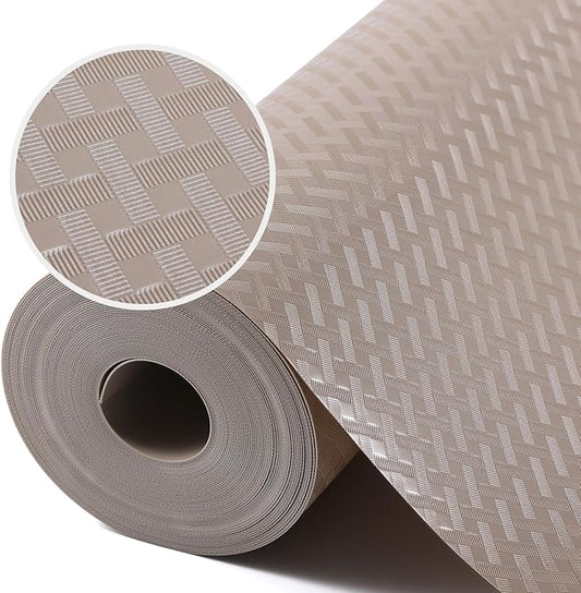 Beige Shelf Liners for Kitchen Cabinets Refrigerator Liners Waterproof & Oil-Proof Kitchen Cupboard Liner Drawer Mats EVA Material Non Adhesive Fridge Liner for Shelves 17.5 x 157.4 Inches