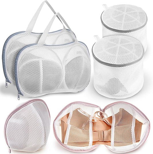 SATINIOR 6pcs Large Bra Lingerie Wash Bags for Laundry Delicates Bra Washer Protector with Zipper, Mesh Fabric, Fits All Cups Anti Deformation Cleaning and Drying Delicates for Washing Machine