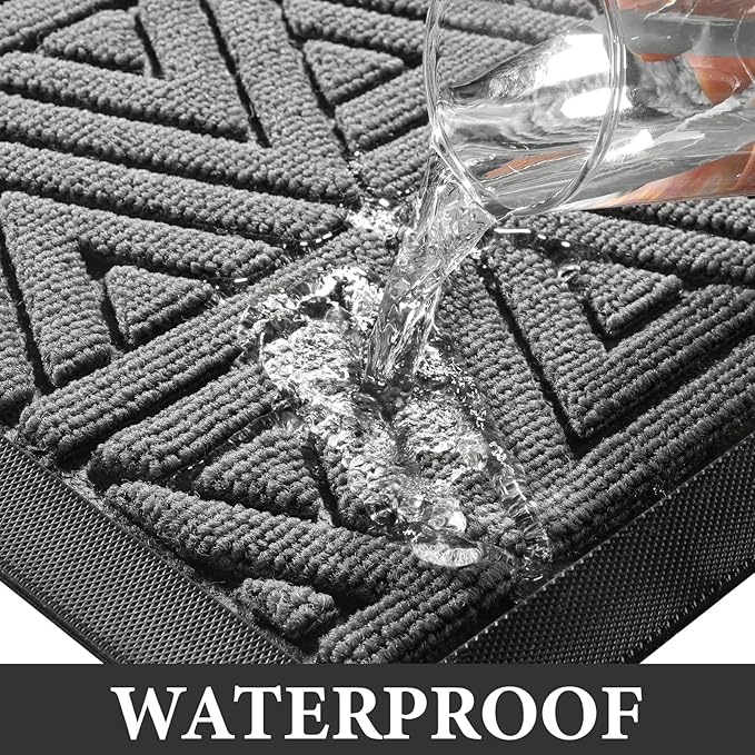 Yimobra Extra Large Door Mat 60x32, All-Weather Waterproof Non-Slip Welcome Matt Outdoor, Heavy Duty Non Slip Doormat for Entryway for Patio and Garage Indoor, Easy Clean, Grey