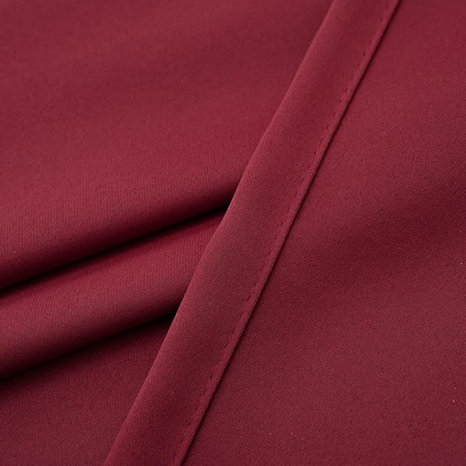 Pickluc Burgundy Cafe Curtain (Half Window Curtain) 36 Inches Length, Rod Pocket Small Kitchen Curtain, Short Blackout Curtain for Small Window, 30" Wide and 36" Long, 2 Panels