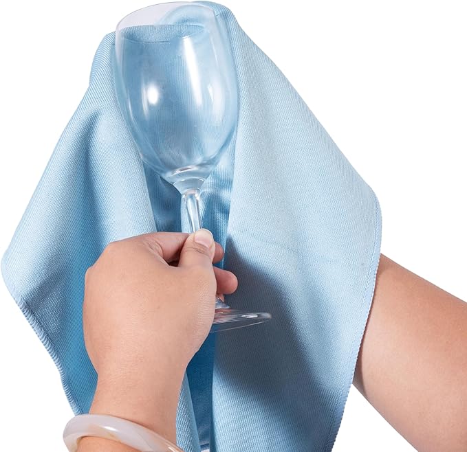 KLNYOO Microfiber Glass Cleaning Cloths Lint Free Streak Free Quickly and Easily Clean Windows & Mirrors Without Chemicals Polishing Cloth 16x16 Inch 8 Pack Blue
