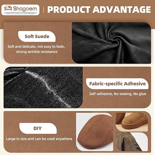 Suede Repair Patch, Large Fabric Repair Tape, Self-Adhesive Patches for Furniture, Couch, Sofa, Car Interior, Shoes, Hand Bag, Clothing (Beige, 3.5X79 Inch)