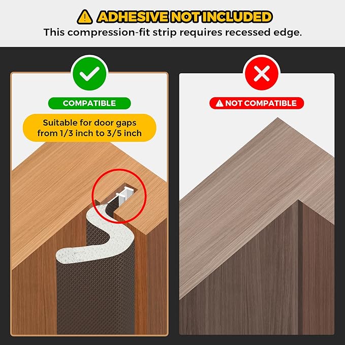 Ravinte Weather Stripping Door Seal Strip Soundproof "Q" Foam Weather Stripping for Door Frame, Exterior Door Weather Stripping for Large Gap, Easy to Install（Brown, 19.8FT)