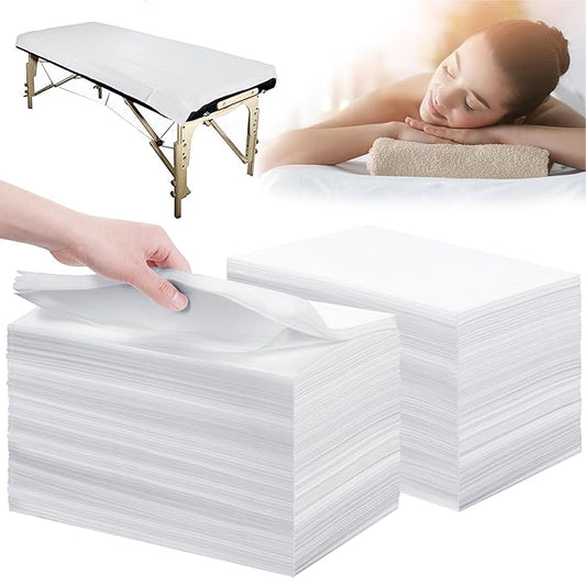 Disposable Bed Sheets 200 Pcs 31" x 71" Massage Table Sheets Non Woven Fabric SPA Bed Cover Breathable for Massage Beauty Tattoos(White)
