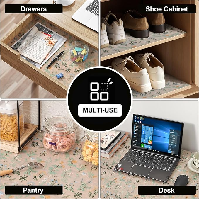 INNOLITES Shelf Liners for Kitchen Cabinets – Drawer Liner Waterproof & Oil-Proof, Non-Adhesive EVA Mat – Durable & Washable – for Shelves, Cupboard, Dresser 17.7" x 360"