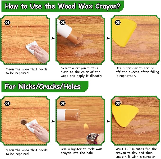 Furniture Markers Touch Up, 20 Colors Wood Filler Sticks, Wood Wax Crayons for Repairing Scratches, Scuffs, Cracks, Holes on Furniture, Floors, Cabinets, Tables, and Doors - Red Series