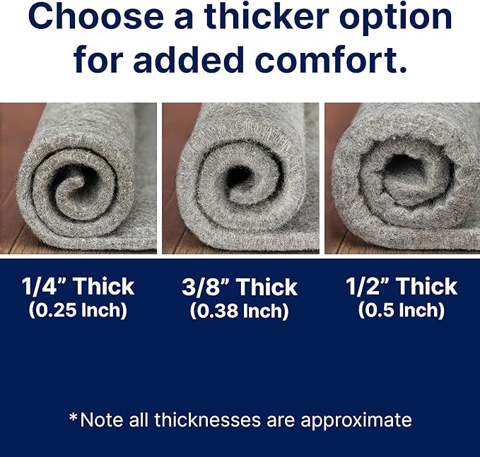 RUGPADUSA - Eco-Plush - 9'10" x 13'10" - 1/2" Thick - 100% Felt - Luxurious Cushioned Rug Pad - Available in 3 Thicknesses, Many Custom Sizes