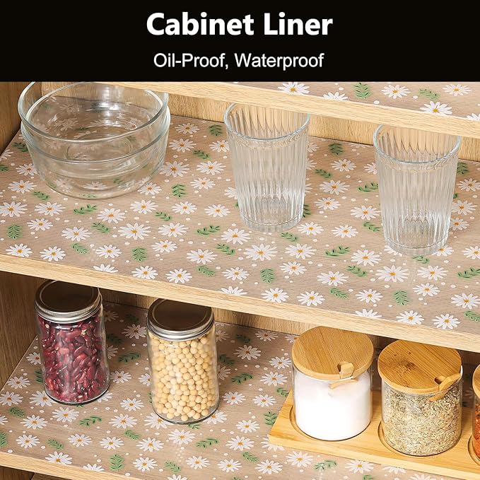 INNOLITES Shelf Liner – Cabinet & Drawer Liner Non-Adhesive – Waterproof Oil-Proof – Durable EVA with Floral for Kitchen Cabinets Refrigerator – BPA-Free, Easy to Cut 11.8" x 118"