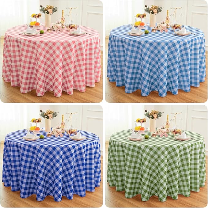 Waterproof Plaid Tablecloth Fabric - Round 25 Inch Classic Gingham Checker Table Cloth for Indoor/Outdoor Use - Buffalo Table Cover for Picnics, BBQs, and Parties