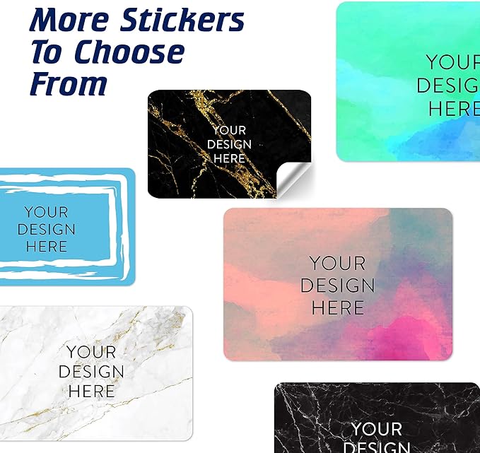 100 Custom Vinyl Stickers - Upload Your own Image, Text, Design, Logo - Personalized Logo Labels for Handmade, Packaging, Bottle, Jars, Candle, Brand Stickers (Black Gold Marble, 5x3)