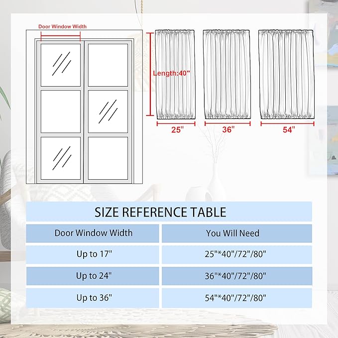 DWCN French Door Curtains – Rod Pocket Thermal Blackout Curtain for Doors with Glass Window, Kitchen and Patio Doors for Privacy, 54 X 40 Inch Length, 1 Curtain Panel with Tieback, Brown