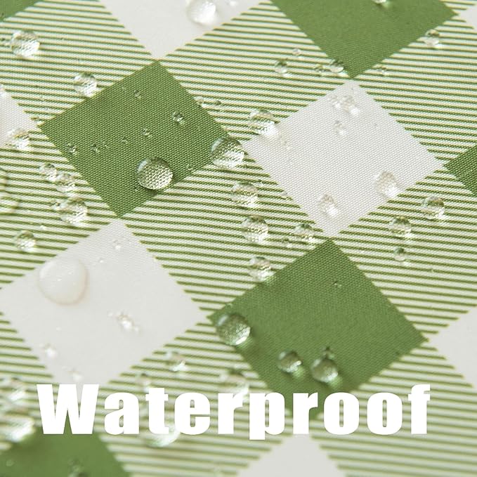 Waterproof Plaid Tablecloth Fabric - Round 120 Inch Classic Gingham Checker Table Cloth for Indoor/Outdoor Use - Buffalo Table Cover for Picnics, BBQs, and Parties