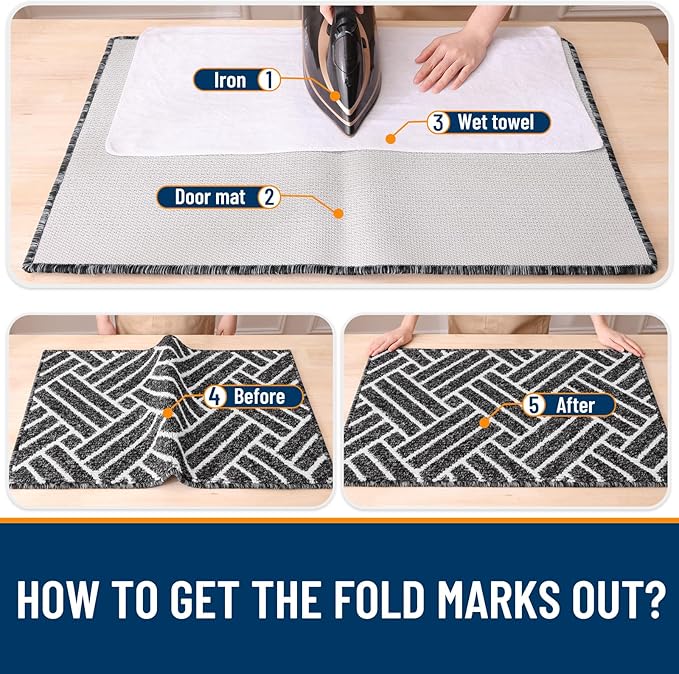 OLANLY Indoor Door Mat, 48x32 Inch, Dirt Resistant and Absorbent, Non-Slip Rubber Backing Floor Mats, Easy Clean Low-Profile Doormat for Entryway, Front Door, and Inside Entrance, Black