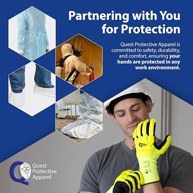 Quest Protective Apparel - High Visibility Cut Resistant Work Gloves - Puncture Resistant Safety Gloves for Men and Women Small, 1 Pair