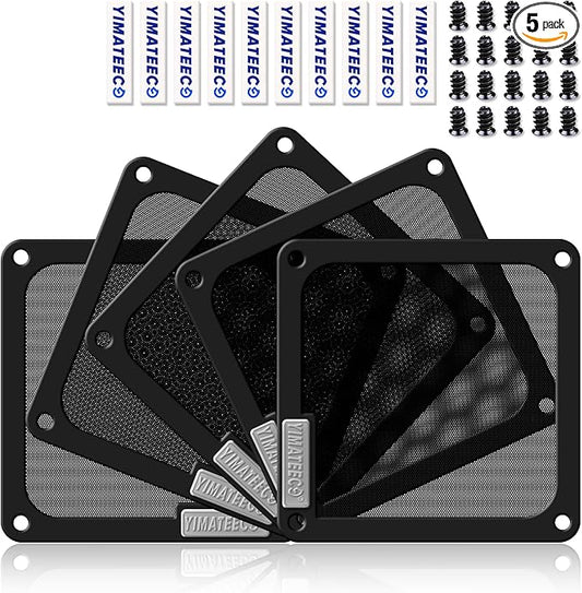 140mm PC Dust Filter for Computer Cooler Fan/PSU/Routers PVC 50 Mesh, Magnetic Dust Mesh Computer Fan Filter Grills with Screws Dustproof Case Cover (PVC V4.0, 140 * 140mm, 5pcs, Black)