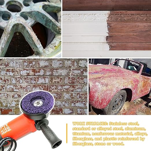 6 Pack 4" x 5/8" Strip Discs Stripping Wheel Fit Angle Grinder Clean and Remove Paint Coating Rust Welds Oxidation