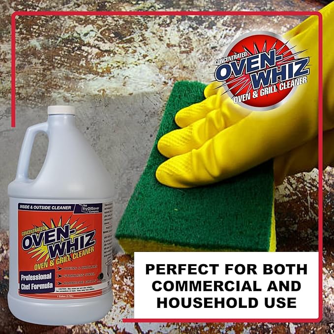 4 x 1 Gallon (512 Oz.) Oven-Whiz Oven & Grill Cleaner by FryOilSaver Co., Tough Stain Buildup, Grease & Food Burnt Eliminator for BBQ Grill, Ovens, Stainless Steel for Home Kitchen, Restaurant & Diner