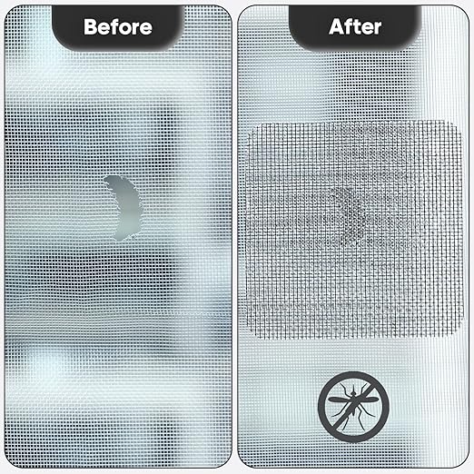 28 Sheets Window Screen Patches Repair Kit, Black 3 Sizes Window Screen Repair Kit for Mesh Screen Door, Strong Adhesive Fiberglass Quick Screen Repair Tape