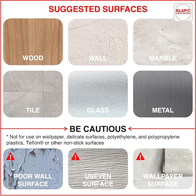 KLAPiT Super Hook - Heavy-Duty Adhesive Clear Wall Hooks, Holds Up to 11 lbs, Waterproof, No Damage, Easy Install on Tile, Wood, Stone, Glass & Metal - Made of Steel (Clear, 8pc)
