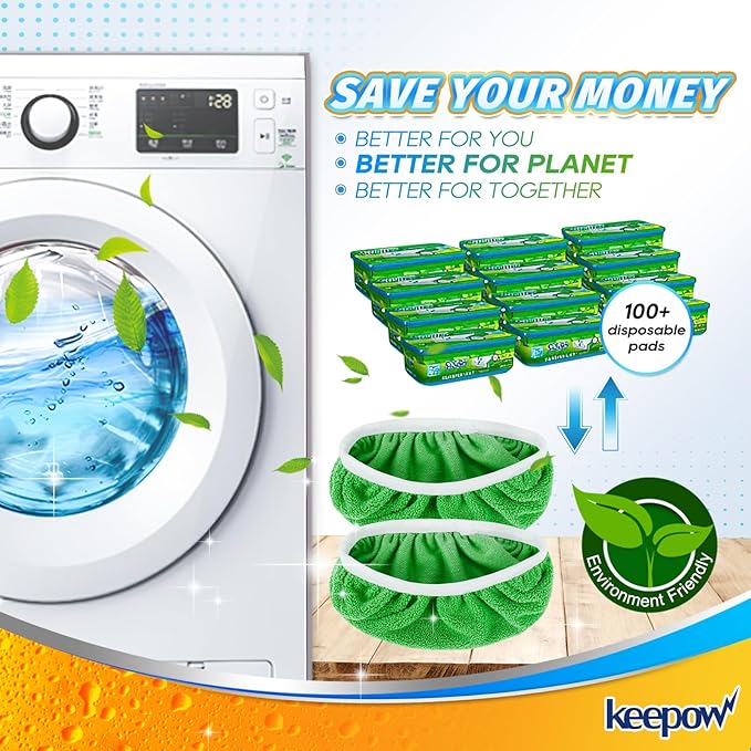 KEEPOW Reusable Wet Pads Compatible with Swiffer Sweeper Mop, Dry Sweeping Cloths, Washable Microfiber Wet Mopping Cloth Refills for Surface/Hardwood Floor Cleaning, 16 Pack (Mop is Not Included)