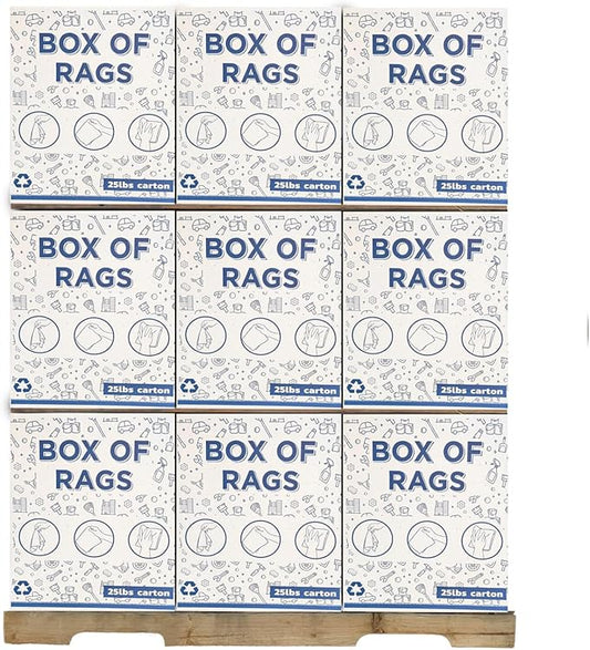 Premium White T-Shirt Cleaning Rags (600 lbs. Pallet 24x25 lbs. Box) – White Cotton Rags for Cleaning, Staining, Painting, Oil, Grease & Dust Removal – Shop Rags Bulk for Multipurpose use