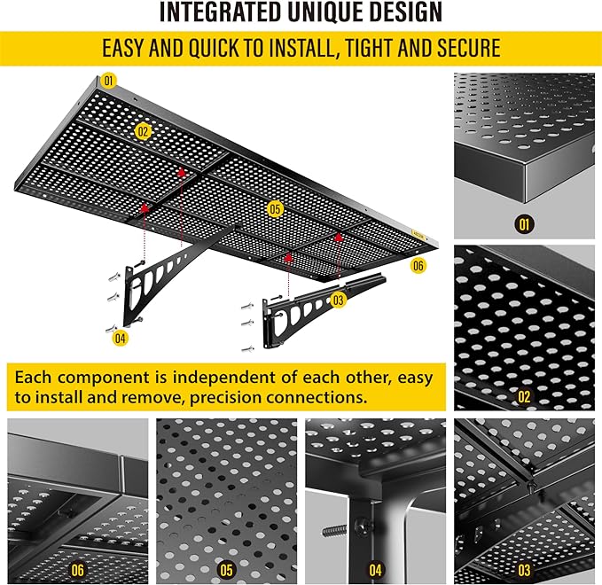 2-Pack 1.64x4ft Adjustable Garage Wall Shelving 560lbs Load Capacity Heavy Duty Wall Mounted Storage Shelf Metal Floating Shelves for Garage(Black)