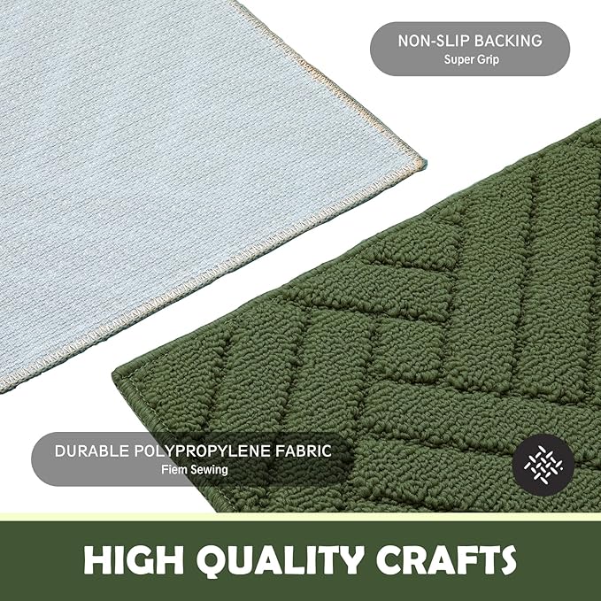 Door Mat Indoor Doormat, Entryway Rug Door Mats Non-Slip Rubber Backing,Heavy Duty Low-Profile Entrance Rugs, Absorbent Resist Dirt Doormats Floor Door mat for Entryway,Green 36"x59"
