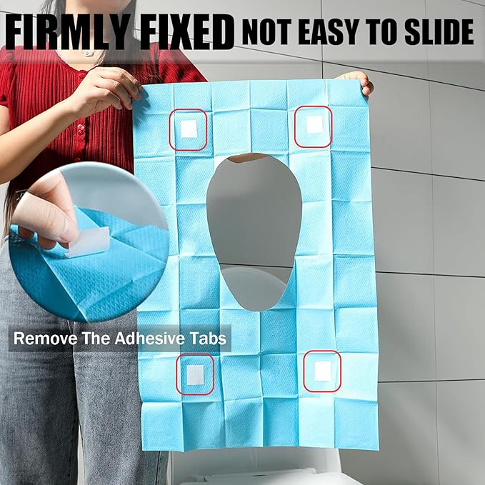 50 Pack Toilet Seat Covers Disposable 16x24 Inch XL Portable Toilet Liners Travel Seat Cover for Outdoors,Hotel, Hospital, Travel, Public Toilet Seat Cover (50pack, BLUE)