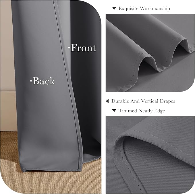 PONY DANCE Grey Kitchen Curtains 40 inch Length -Blackout Camper Curtains for Travel Trailers, Short Small Window Drapes for Bathroom & Basement, Ideal for RV Camper,42 Wide, 2 Pcs