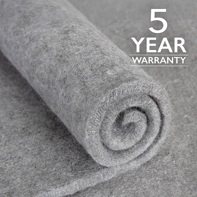 RUGPADUSA - Eco-Plush - 9'x12' - 1/2" Thick - 100% Felt - Luxurious Cushioned Rug Pad - Available in 3 Thicknesses, Many Custom Sizes