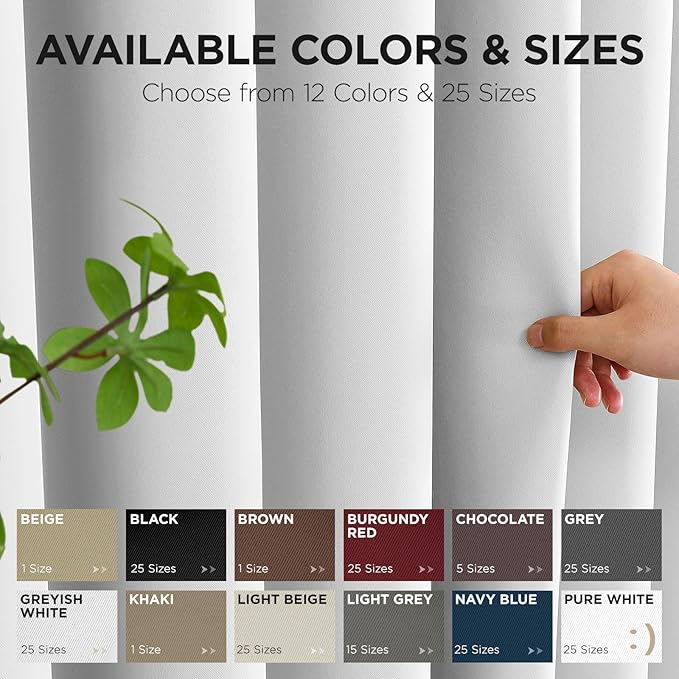 Joydeco Blackout Patio Sliding Door Curtains 90 Inches Long, Grommet Privacy Room Divider Curtains, Extra Wide Thermal Blackout Drapes for Bedroom Living Room (Greyish White, 70Wx90L, 1 Panel)