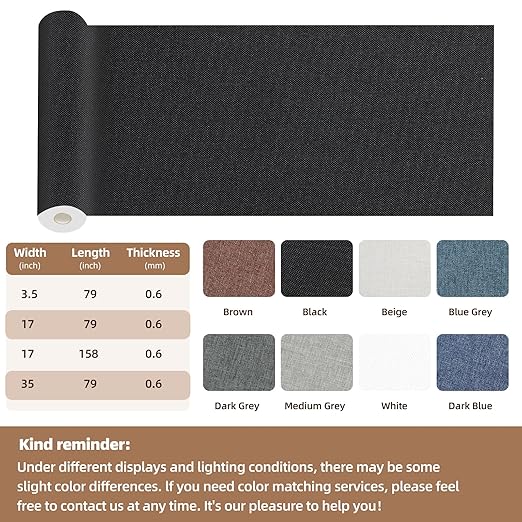 Fabric Repair Patch, 17X158 Inch Fabric Large Repair Tape, Self-Adhesive Patches for Furniture, Sofa, Car Interior, Shoes, Hand Bag, Clothing (Grey, 17X158 Inch)