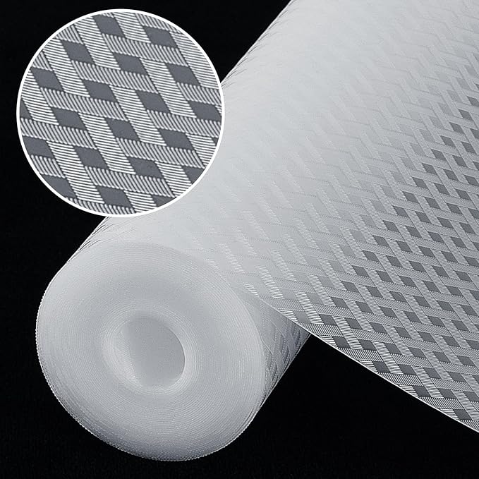 Shelf Liners, Non-Adhesive Drawer Liner, Waterproof & Oil-Proof Kitchen Cabinet Cupboard Liner Plastic EVA Material BPA Free Fridge Liner Mats Paper Protector for Shelves (Clear/24in x 240in)