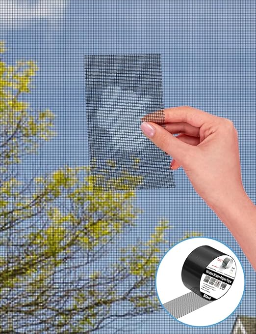 Wohohoho Window Screen Repair Tape, 2 in X 40 FT (480IN) Black Screen Patch Repair Kit, 3-Layer Strong Adhesive Invisible Screen Tape Mesh Repair for Windows, Doors Garage Mosquito Net Magnetic Screen