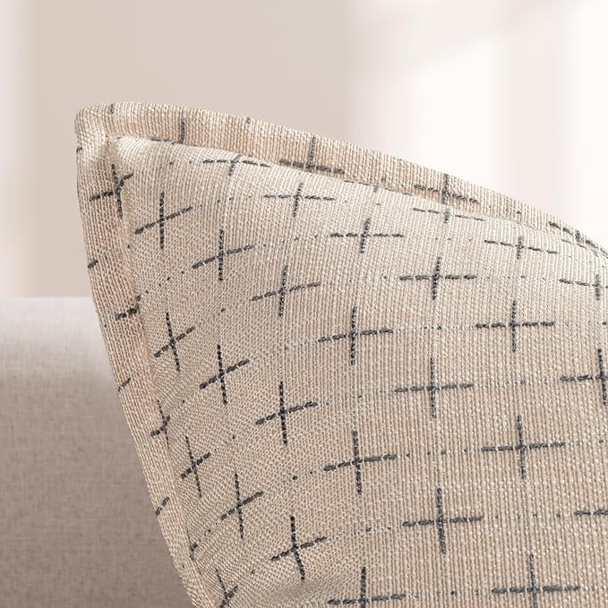 ZWJD Pillow Covers 20x20 Set of 2 Soft Polyester Textured Pillow Covers with Stylish Flange Edge Cozy Farmhouse Throw Pillows for Couch Bed Sofa Living Room