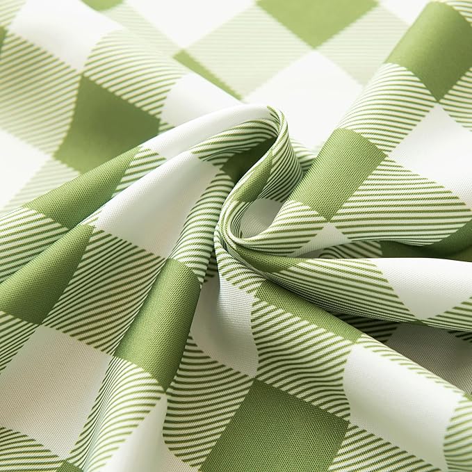 Waterproof Plaid Tablecloth Fabric - Round 50 Inch Classic Gingham Checker Table Cloth for Indoor/Outdoor Use - Buffalo Table Cover for Picnics, BBQs, and Parties