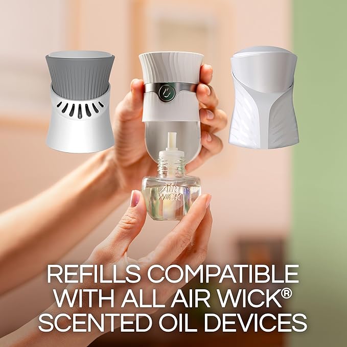 Air Wick Plug in Scented Oil Refill, 10ct, Fresh Linen, Air Freshener, Essential Oils, Eco Friendly Pack