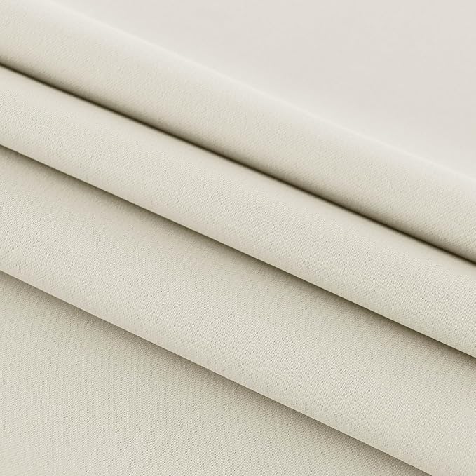 DWCN French Door Curtains – Rod Pocket Thermal Blackout Curtain for Window/Patio Doors/Doorways/Classroom/Kitchen for Privacy, 36W by 80L Inches, 1 Panel with Tieback, Light Beige