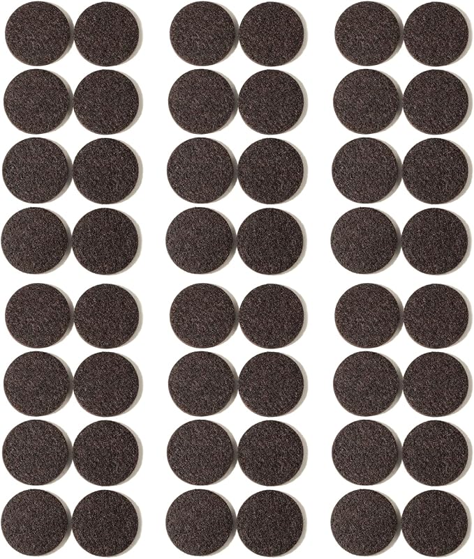 Furnigear Felt Furniture Pads for Hardwood Floors - Self Adhesive Chair Felt Pad, Floor Protector for Furniture Feet, Furniture Slider Moving Furniture Smoothly, Anti Scratch 48 Pcs 1-1/2" Round Brown
