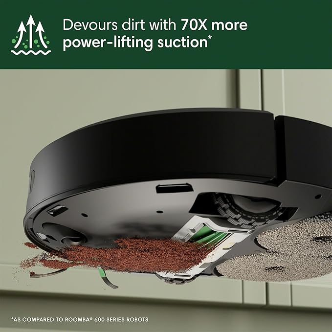 iRobot Roomba Plus 405 (G181) 2in1 Vacuum & Mop Robot with AutoWash Dock - Dual Spinning Mop Pads, Smart & Fast Mapping, Ideal for Pet Hair, Self-empties 75 days, Intense Suction, Pad Washing & Drying