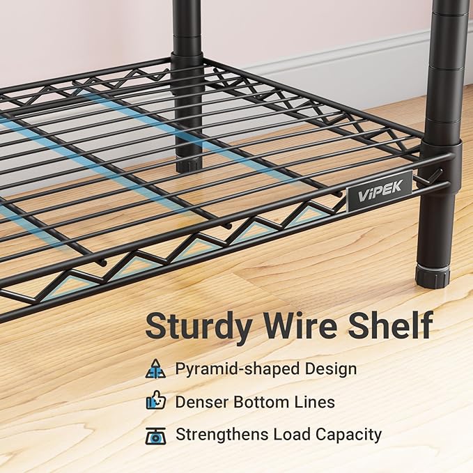 VIPEK V5 Plus Large Portable Closet Rack Freestanding Wardrobe Closet, Multi-Functional Clothes Rack Heavy Duty Metal Clothing Rack for Hanging Clothes, 85.4" L x 15.7" W x 76.4" H, Black