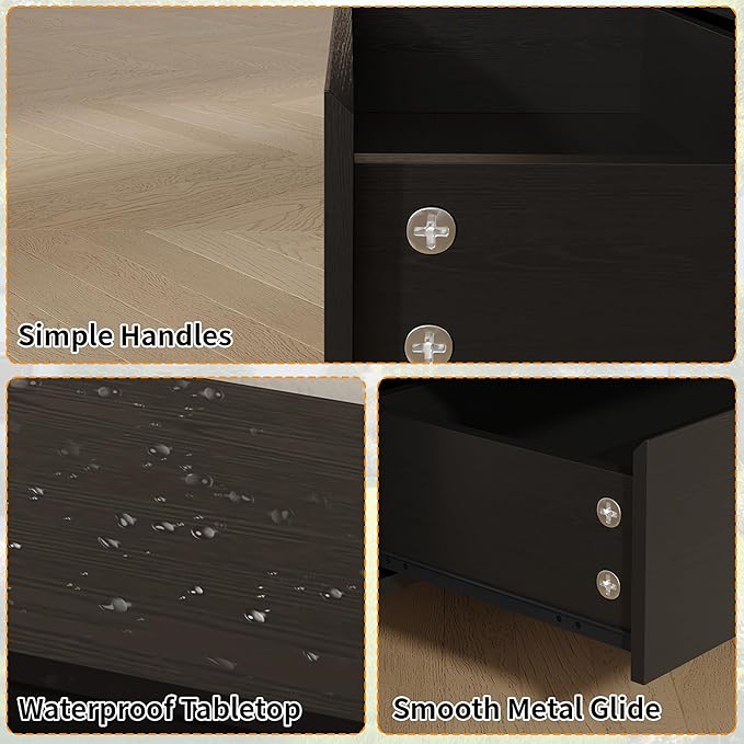 Dresser for Bedroom with 6 Drawers,47" Wide Oak Dresser with 4 Solid Wood Legs, Wooden TV Stand,Closet Clothes Organizer for Bedroom, Hallway