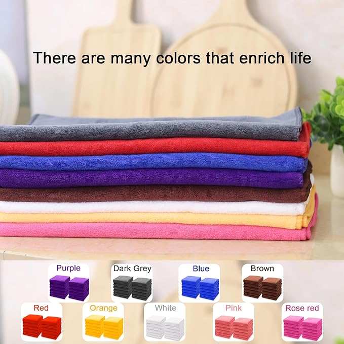 kimteny 13x28 Inches Kitchen Cloth Dish Towels, 400 GSM Premium Dishcloths, Super Absorbent Coral Velvet Microfiber Cleaning Cloths, Fast Drying Rags for Washing Dishes (6 Pack, Purple)