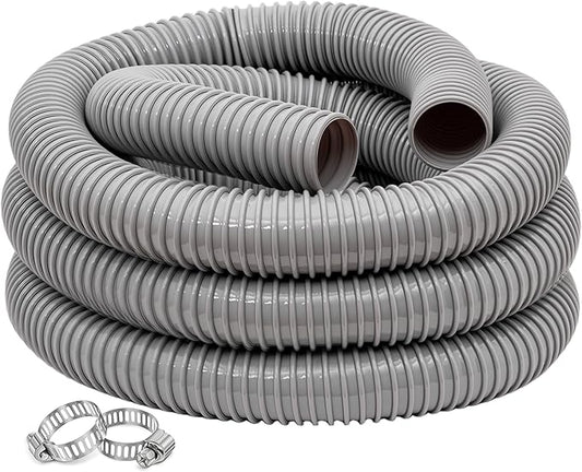 Dust Collection Hose 1.5 in × 20 ft Heavy Duty Flexible PVC Reinforced Thicken Helix Suction Discharge Corrugated Pipe Hose for Fume Dust Collector Fitting Wood Chip Saw (1.5 inch gray hose)