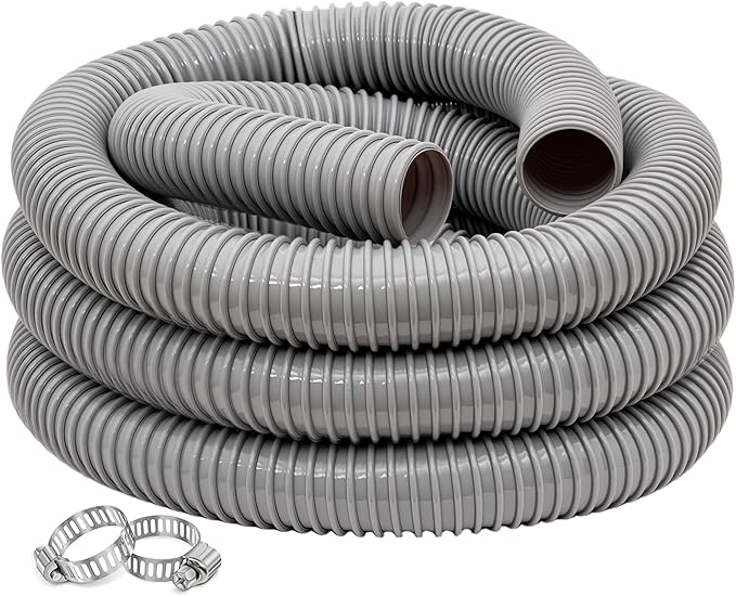 Dust Collection Hose 2 in × 5 ft Heavy Duty Flexible PVC Reinforced Thicken Helix Suction Discharge Corrugated Pipe Hose for Fume Dust Collector Fitting Wood Chip Saw (2 inch gray hose)