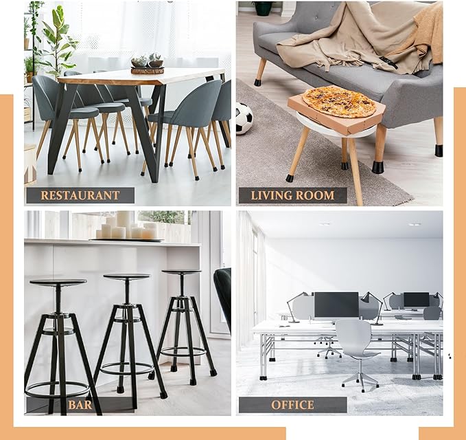 1/2" Round Rubber Chair Leg Tips Caps, 8 Pack Extra Small Chair Leg Floor Protectors Small Furniture Legs Caps Non Slip Reduce Noise for Hardwood Floors (Black, Fit: 12mm to 13mm)